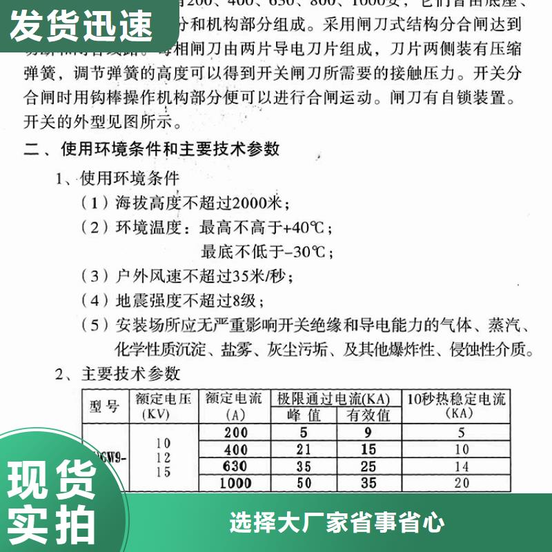 户外高压隔离开关HGW1-12KV/400