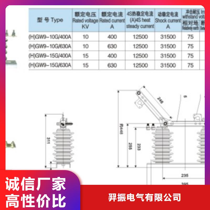 【户外高压隔离开关】GW9-10KV/200A