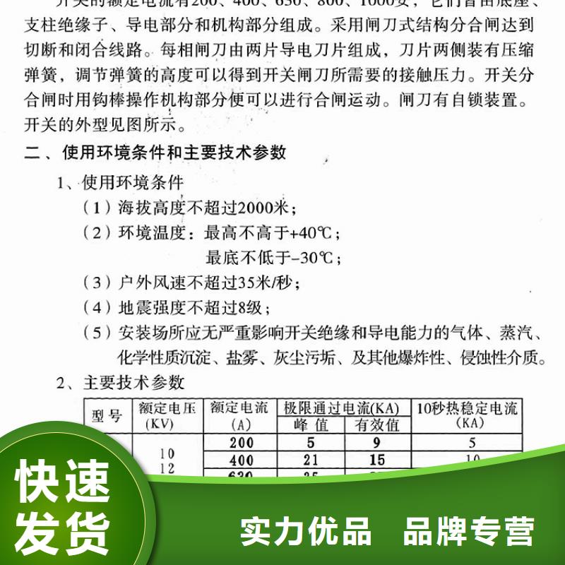 【户外高压隔离开关】HGW9-10KV/200