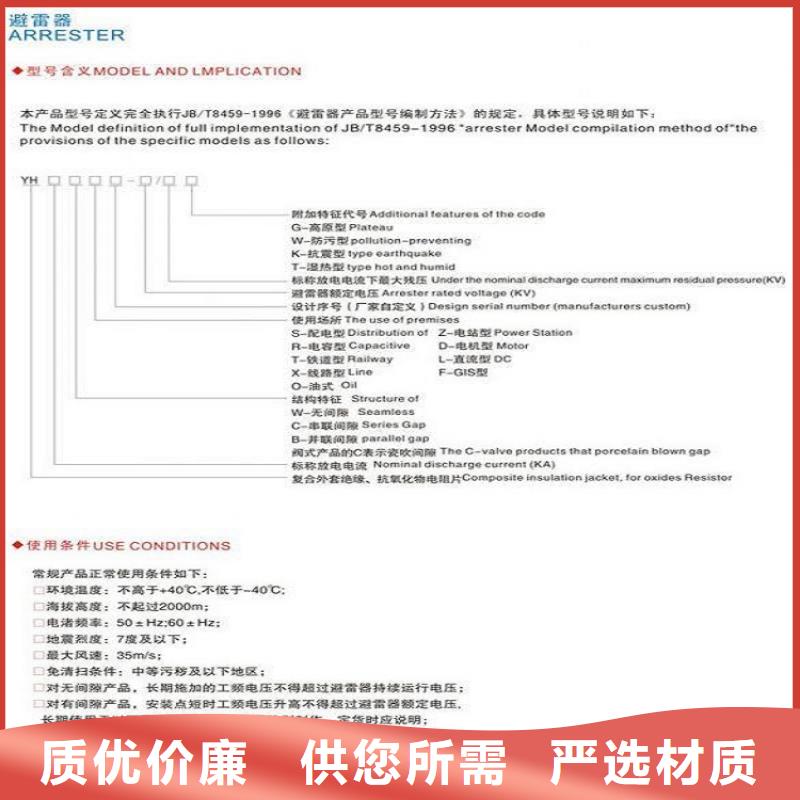 瓷外套金属氧化物避雷器Y10W-200/520