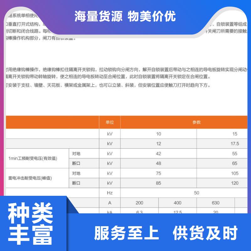 10KV单级隔离开关GW9-10KV/200A